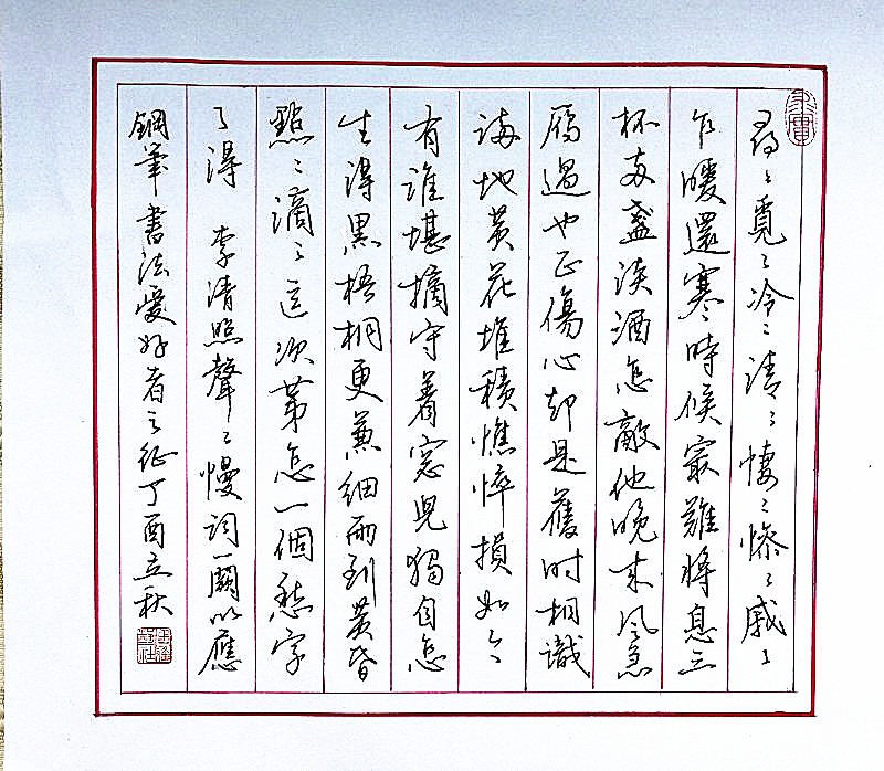 李清照《声声慢》手写钢笔字笔友钢笔书法习作欣赏
