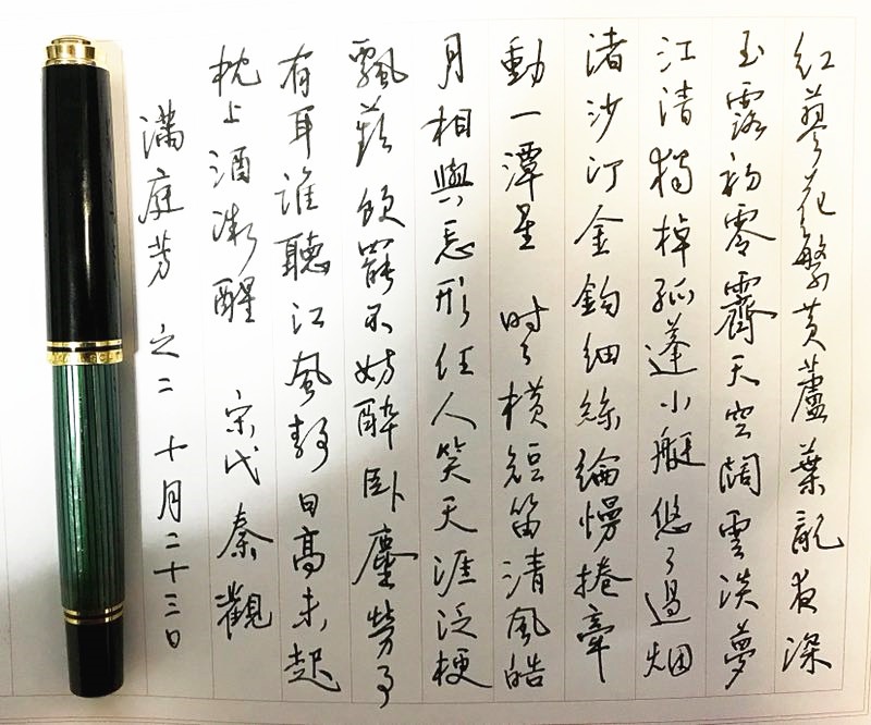 秦观《满庭芳》手写钢笔字笔友钢笔书法习作欣赏