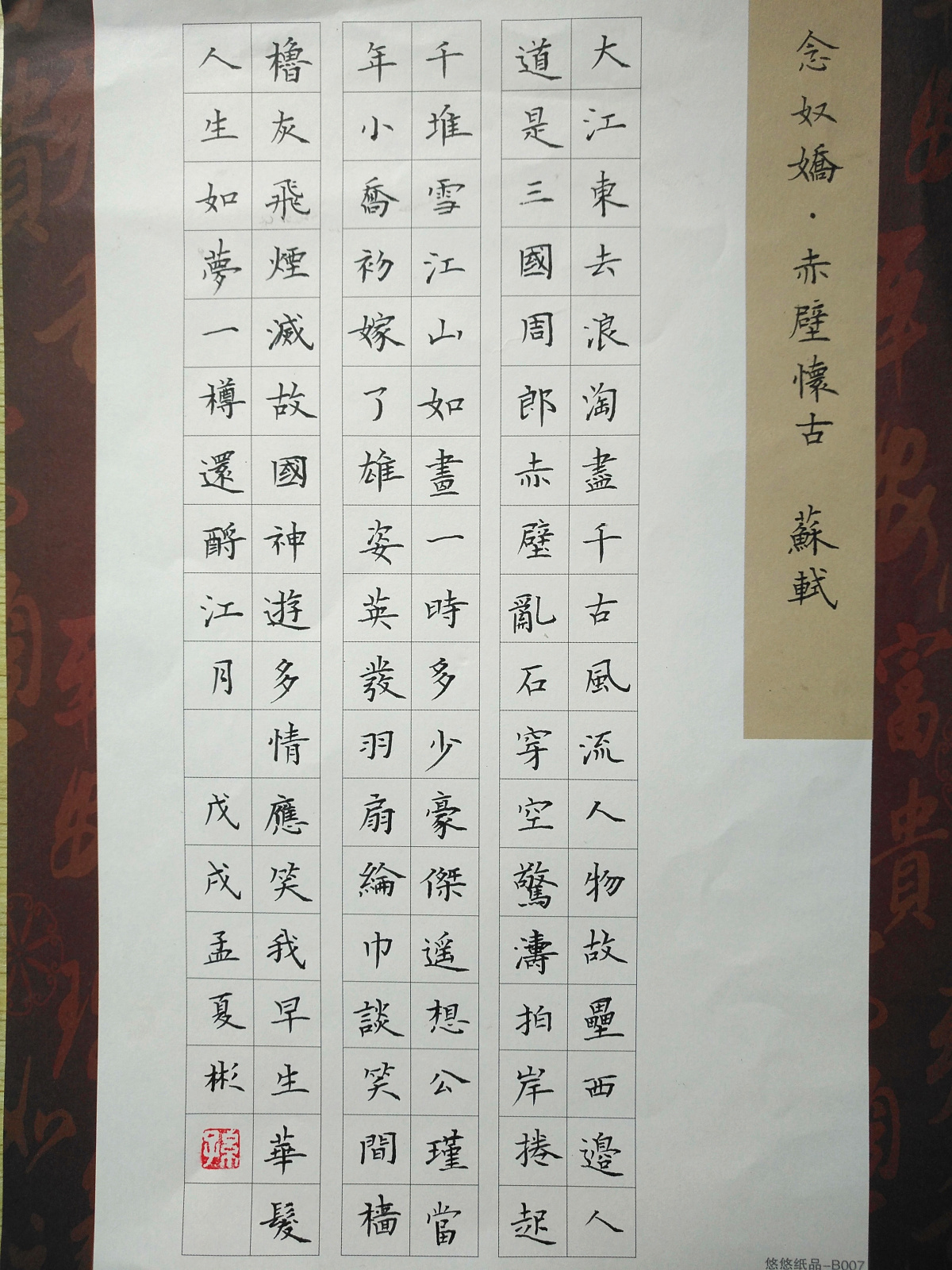 苏轼《念奴娇》手写钢笔字练习笔友钢笔书法习作欣赏