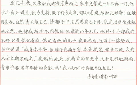 朱自清《背影》散文选段手写钢笔字笔友钢笔书法习作欣赏