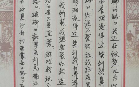 张震岳《路口》歌词手写钢笔字笔友钢笔书法习作欣赏