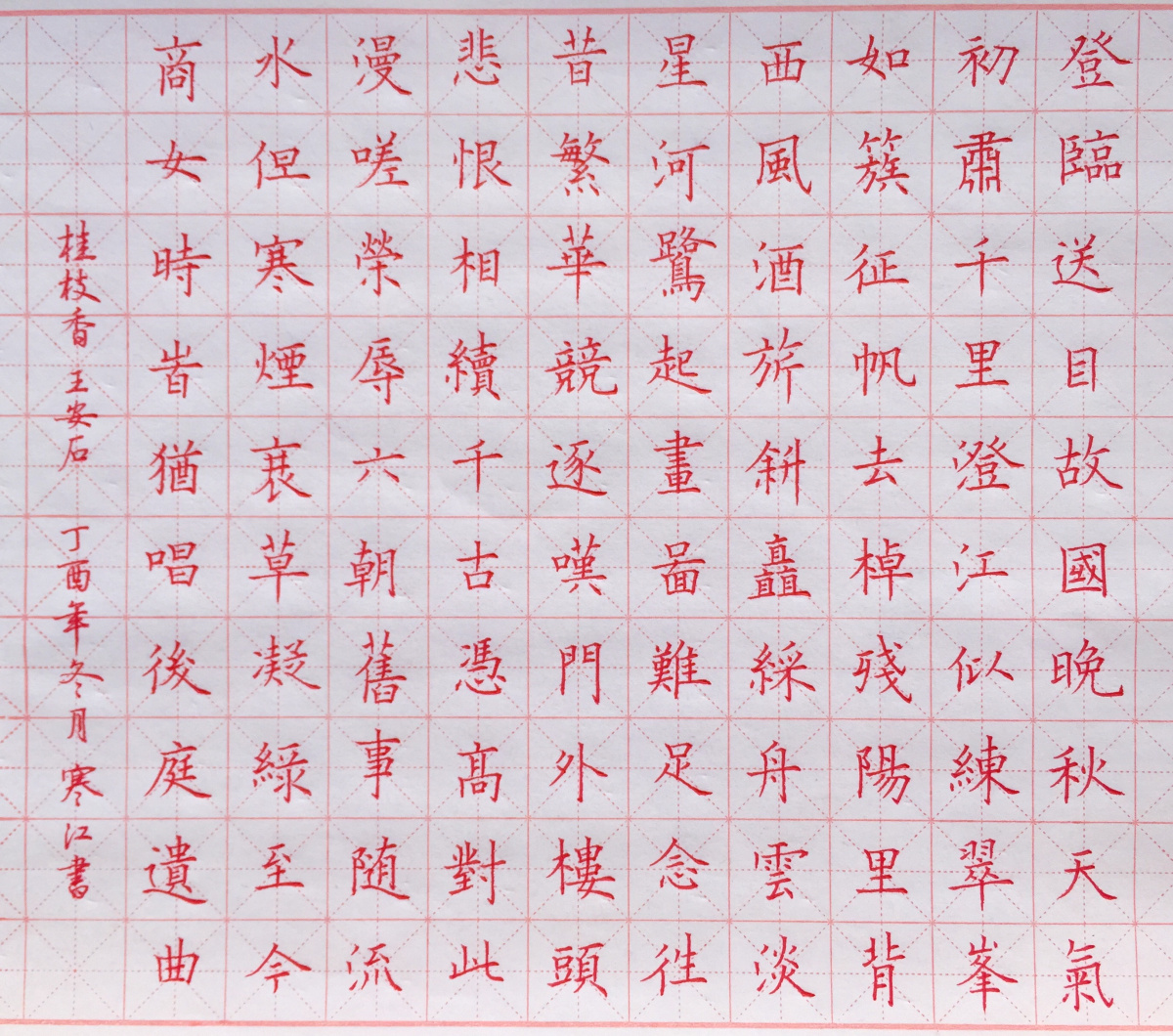 王安石《桂枝香》手写钢笔字抄诗词笔友钢笔书法习作欣赏