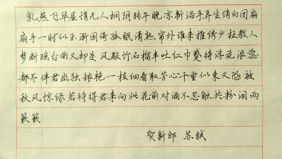 苏轼《贺新郎》手写钢笔字笔友钢笔书法习作欣赏