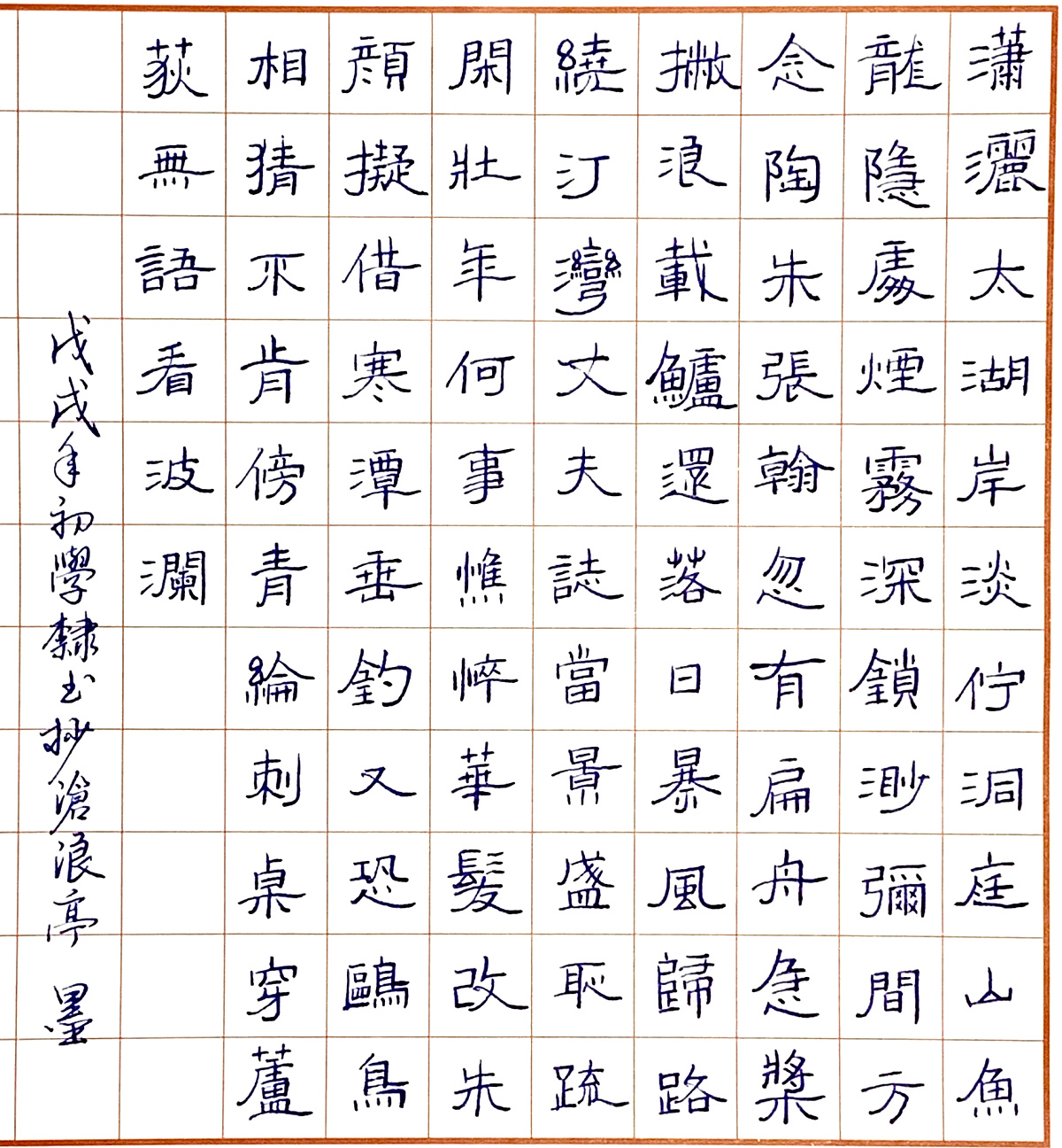 苏舜钦《水调歌头.沧浪亭》手写钢笔字练习笔友钢笔书法习作欣赏