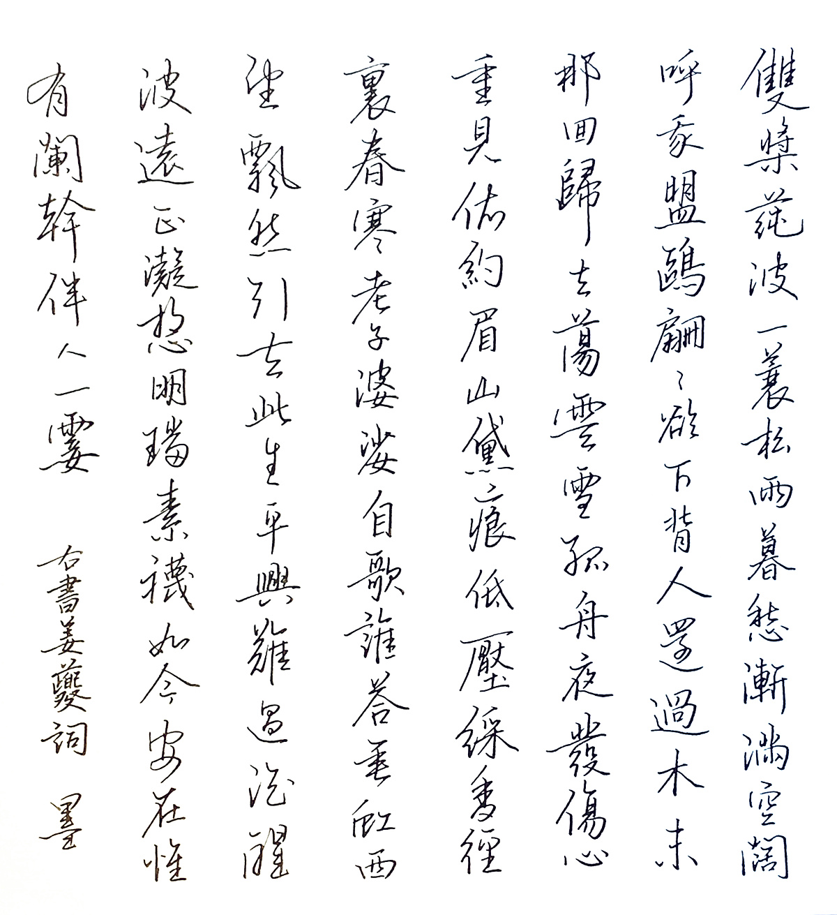 姜夔《庆春宫》每周一篇钢笔字练习笔友钢笔书法习作欣赏