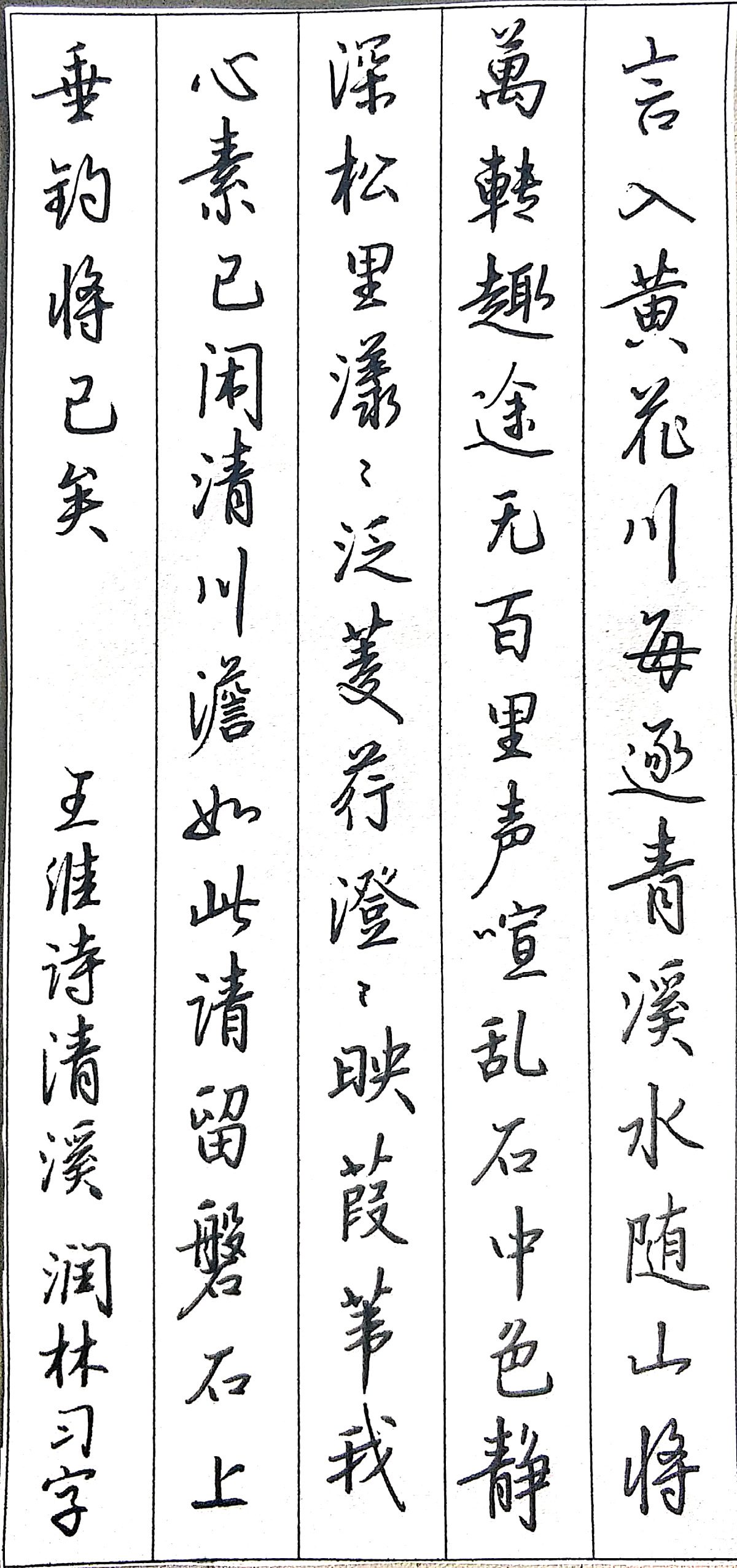 王维《清溪》每周一篇钢笔字练习笔友钢笔书法习作欣赏