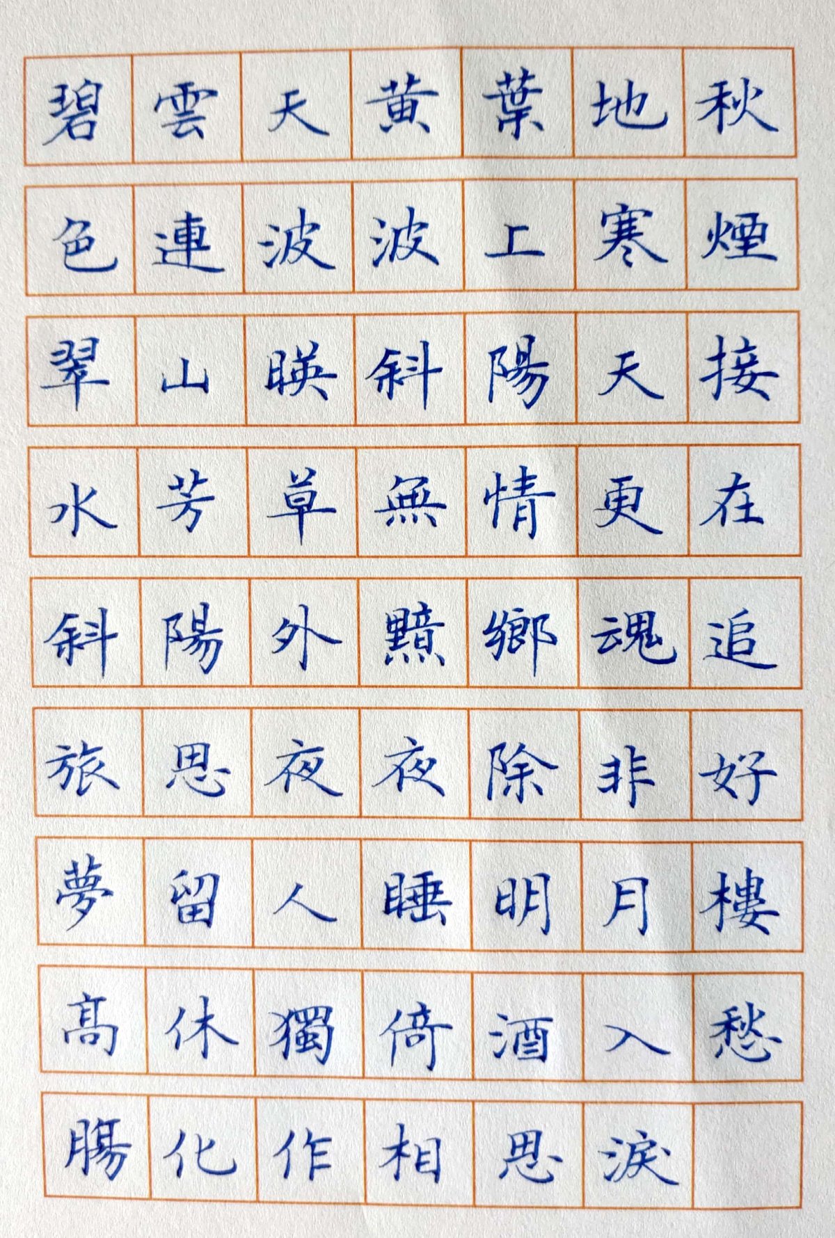范仲淹《苏幕遮》每周一篇钢笔字练习笔友钢笔书法习作欣赏